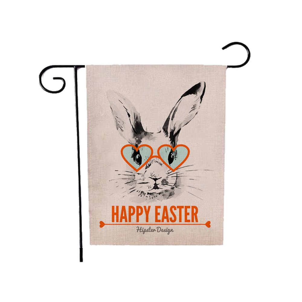 75g Weight Flag Event & Party Supplies 1 Piece, 47*32cm Quantity Linen Material Easter Festival Rabbit, Letter Pattern Cute Style Easter Cute Rabbit Letter Linen Flag Party Supplies Decorations 1 Piece 47*32cm 8