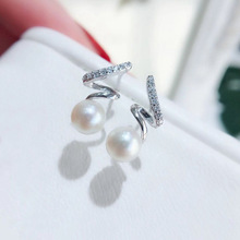 天然淡水珍珠s925纯银音律耳钉女 小众设计高级感ins简约锆石耳饰