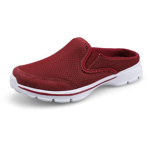 2024 new summer cross-border large size casual shoes half-support women's shoes single shoes men's flat slip-on sandals mesh breathable