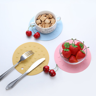 北欧耐高温硅胶隔热垫 圆形桌垫防水防滑易清洗杯垫餐具垫锅垫|ru