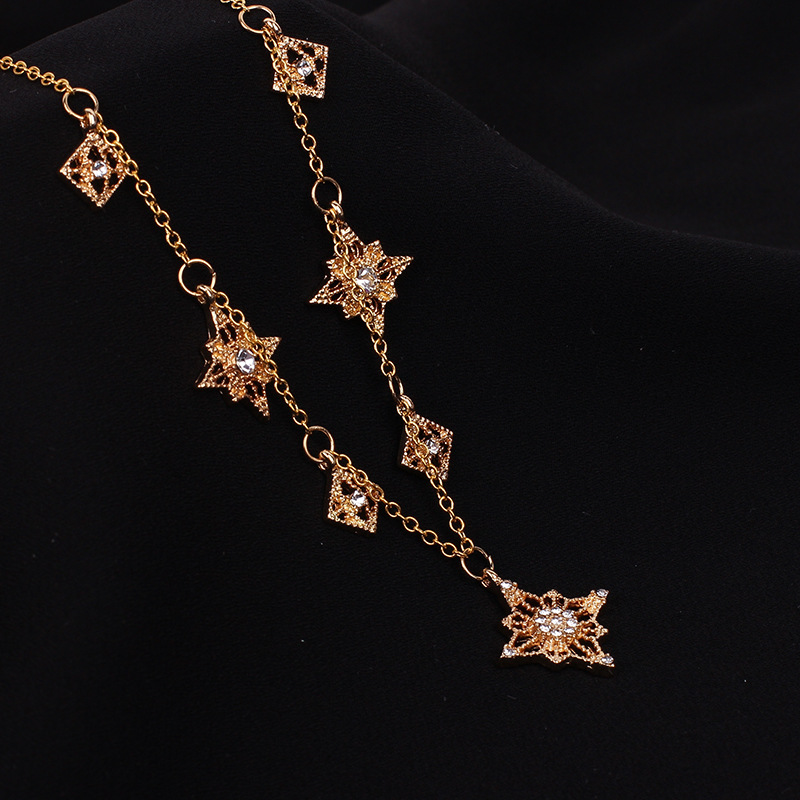 9g Weight Necklace Classification Wedding, Travel Occasion Alloy Material Women'S Gender Gold Color Hot Selling Fashion Light Star Pendant Rhinestone Necklace 4