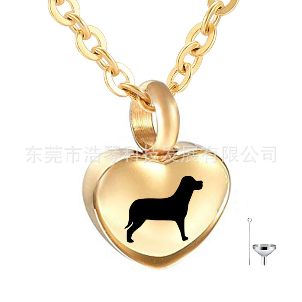 Внешняя торговля горячий ПЭТ пепел ожерелье золотой в форме сердца собака пепел коробка кулон
