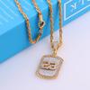 Fashion new European and American hiphop hip -hop diamond flash powder 23 military necklace necklace dog brand rhinestone pendant personality jewelry