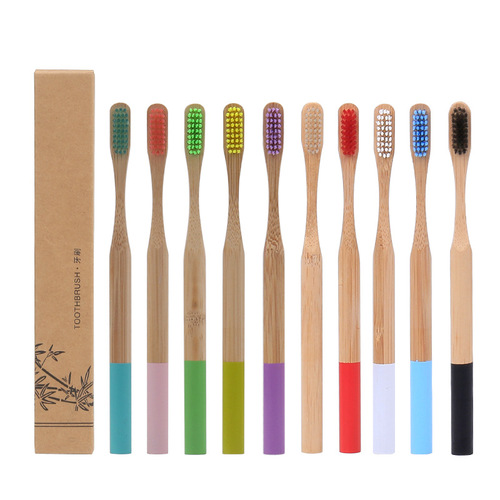 Bamboo Toothbrush Bamboo Carbon Fiber Cylinder Round Handle Colorful Lacquered Handle Bamboo Toothbrush Eco-friendly and Healthy Bamboo Toothbrush Manufacturer
