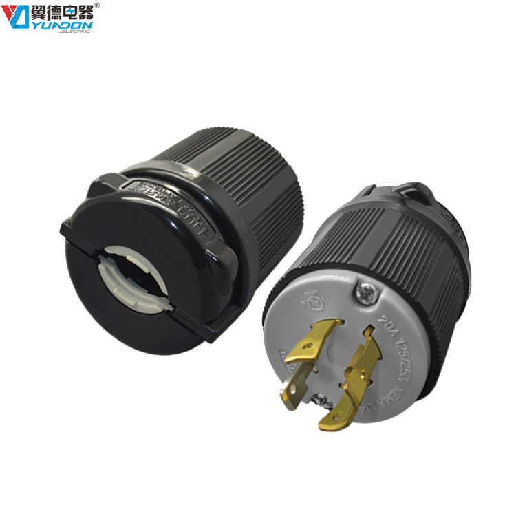 翼德NEMA美标防脱落插头L14-20P 四芯美式插头美规插头厂家直销