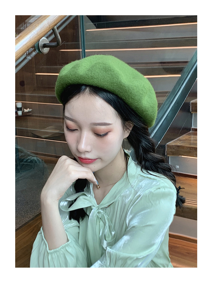 105g Weight Beret Hat Hats Type Daily Occasion Woolen Material Solid Color Pattern Winter, Spring, Autumn Season Women's Gender Plush Design Korean Style Style Eaveless Rim Women's Korean Style Solid Color Plush Eaveless Beret Hat 17