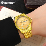 Часы, стальной ремешок, модный кварцевый календарь для отдыха