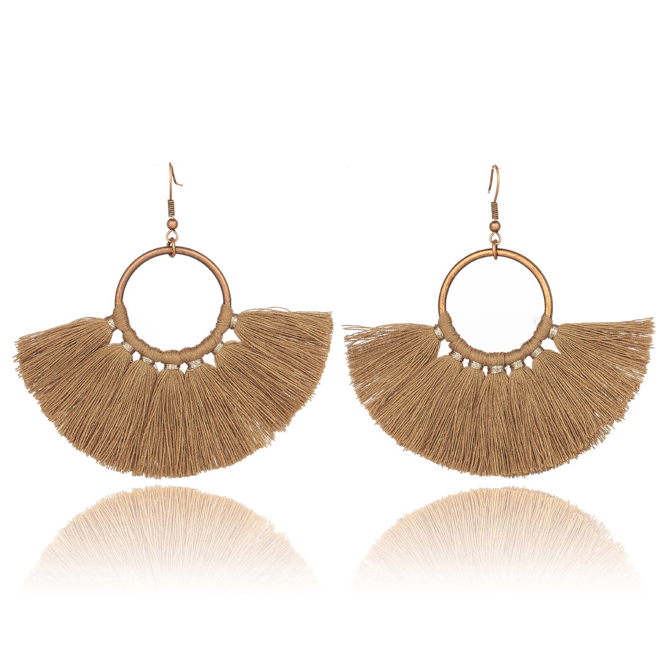 Bohemia Big Circle Tassel  Alloy Earrings display picture 14