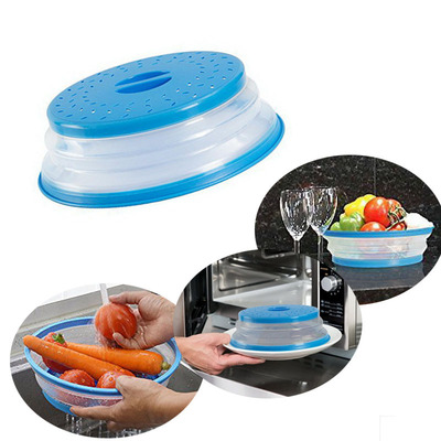 Multi-use kitchen originality Microwave Oven fold Protective cover Lids fruit Sieve basket Cross border