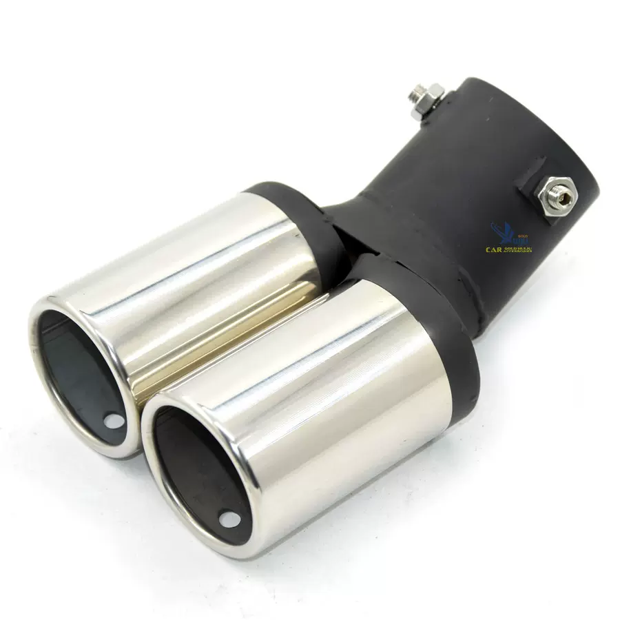 双管汽车尾喉双出排气厂家直销一出二不锈钢排气管消声器改装通用