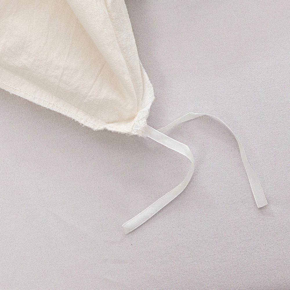 跨境家纺三件套外贸亚马逊纯色水洗纯棉缎带床上用品被套套件