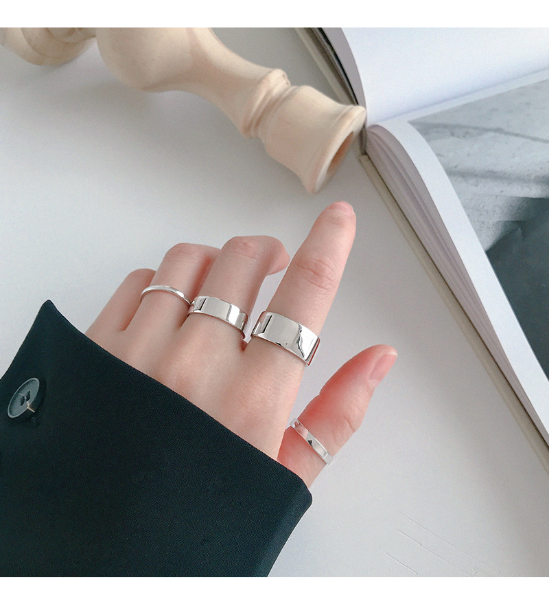 Korean S925 Sterling Silver Ring Glossy Open Ring Female Joint Ring Tail Ring