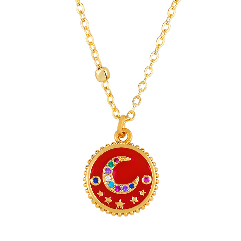 2019 Necklace Female Drop Oil Moon Star Diamond Pendant Sweater Chain Wholesales Fashion display picture 3