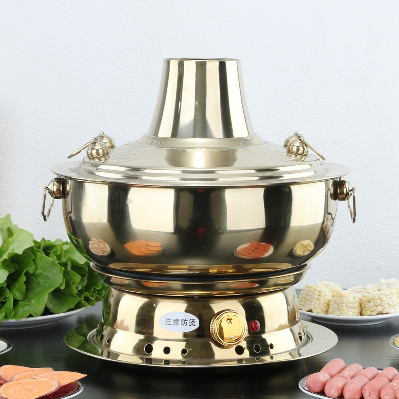 304 Old Beijing Charcoal pot Electrical carbon Dual use Mandarin duck hot pot old-fashioned household Hot Pot Imitation copper commercial