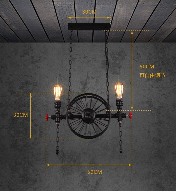 2 헤드 휠 샹들리에