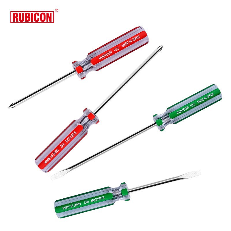 日本Rubicon罗宾汉透明彩条螺丝批一字/十字螺丝刀 102 4/6寸改锥