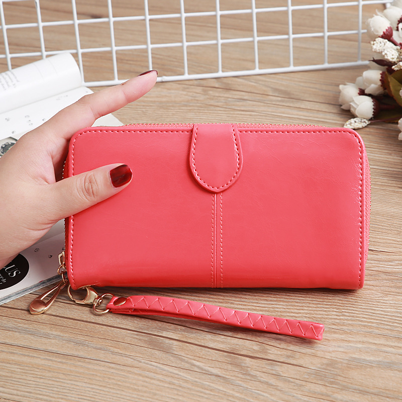 Leather Large-capacity Clutch Bag Elongated Concealed Buckle Wallet Card Holder display picture 1