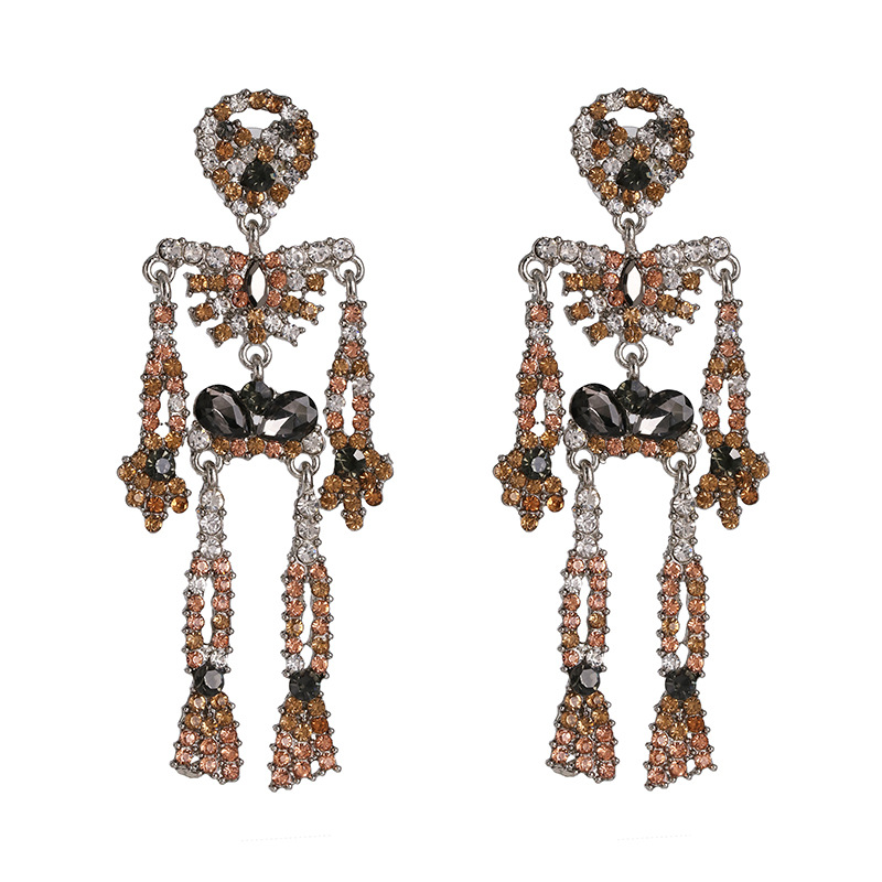 Fashion Skeleton Diamond Alloy Acrylic Earrings Ear Studs display picture 8