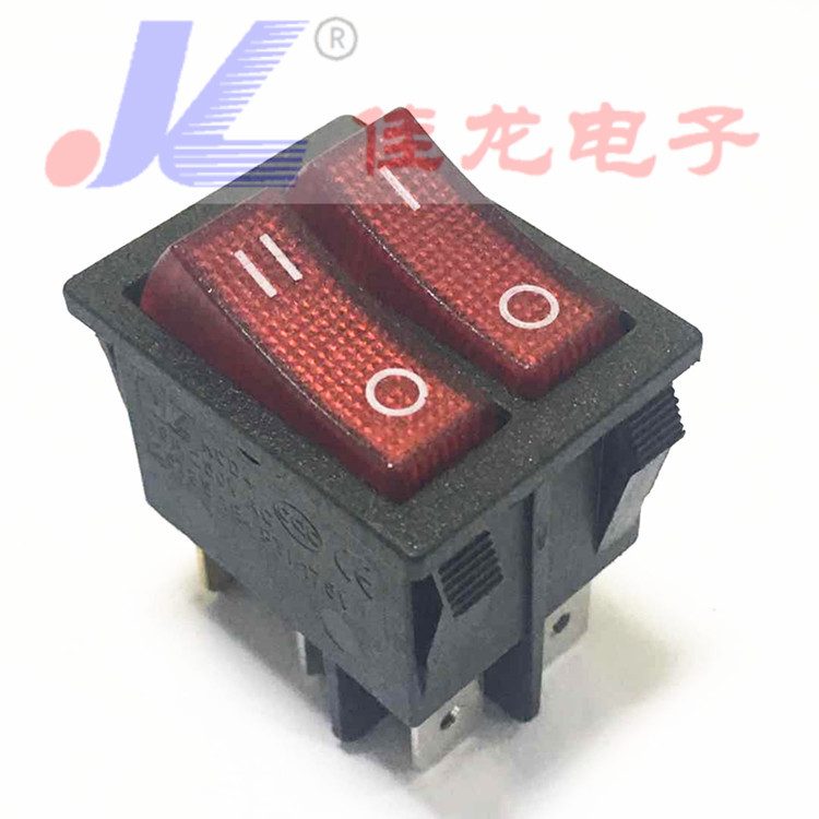 可加防水盖双联双路带灯船型翘板速热取暖器电源开关 KCD4-202-2