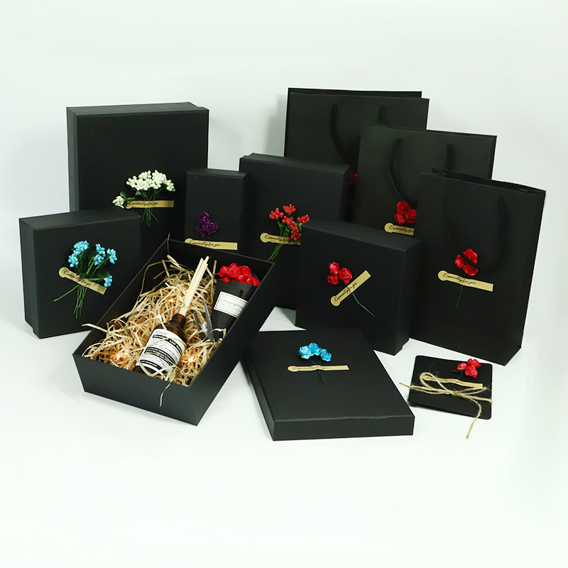 大小黑色礼盒 七夕节礼品盒 高档贴花 精致饰品盒手表盒可印LOGO