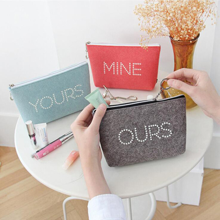 收纳毛毡化妆包 时尚毛毡包 大容量化妆品收纳包中包可加印logo