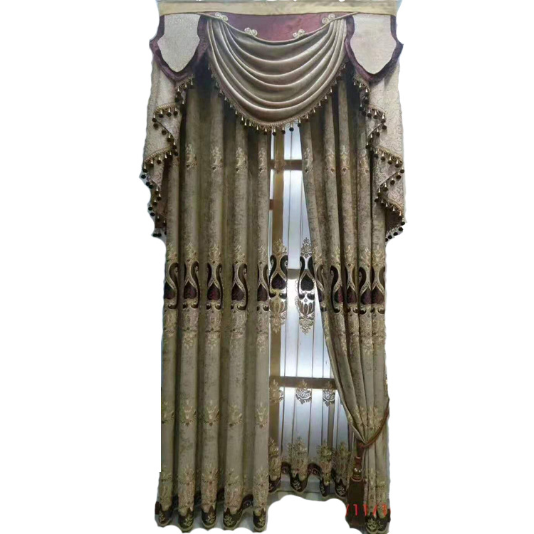 Curtains Chinese High-end Atmosphere Luxury Chenille Embroidered Curtain Fabric Living Room Bedroom Villa Cloth