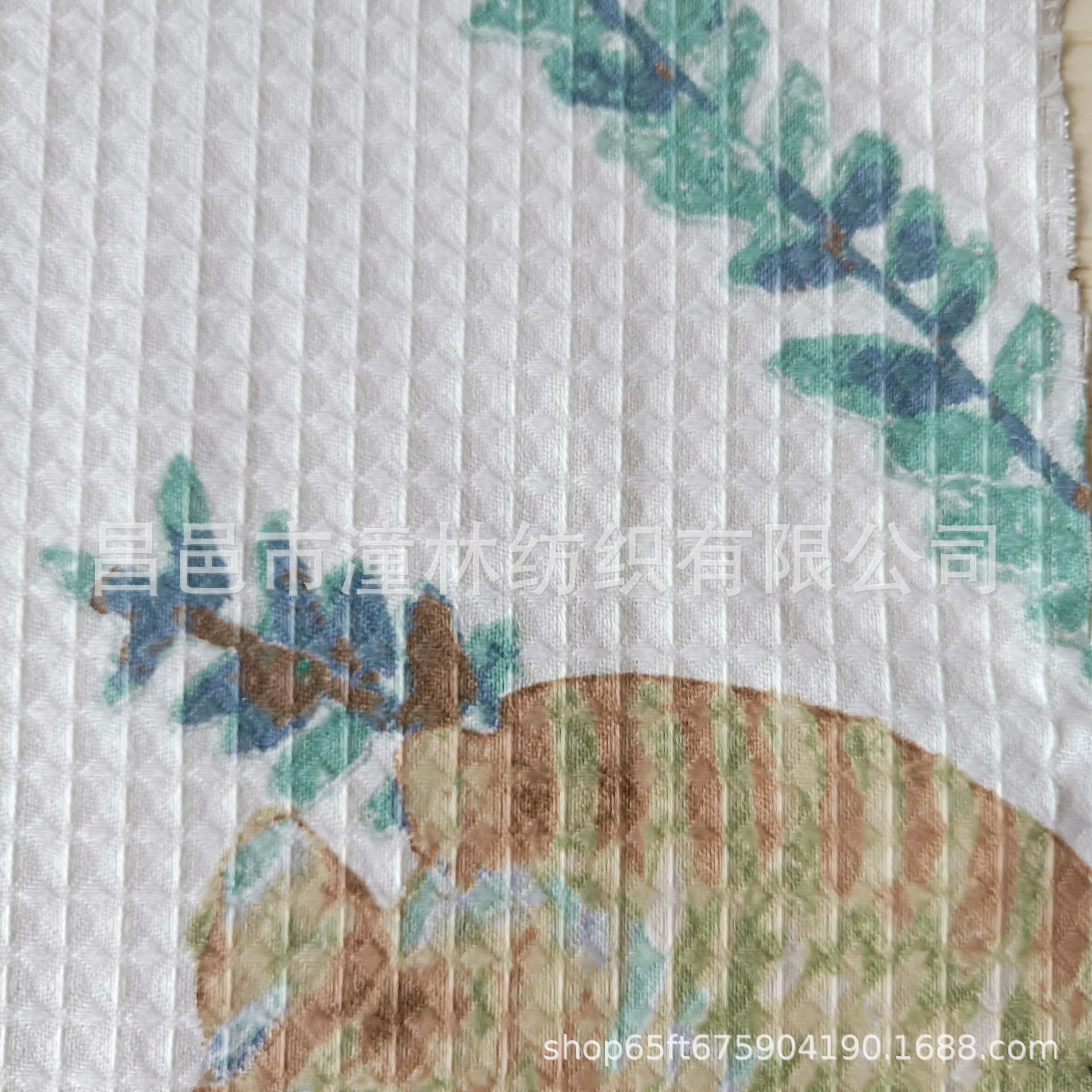 蜂巢布印花抱枕床品布21*10丝网 台版印花 茶巾餐垫布印花华夫格
