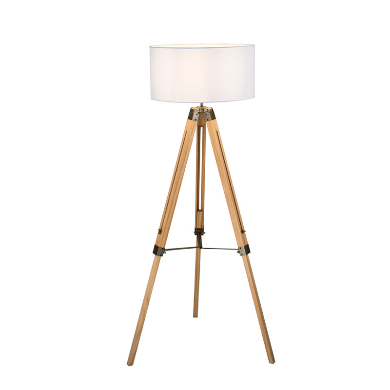 新品客厅落地灯书房卧室床头灯美式简约现代轻奢木艺布艺立式台灯