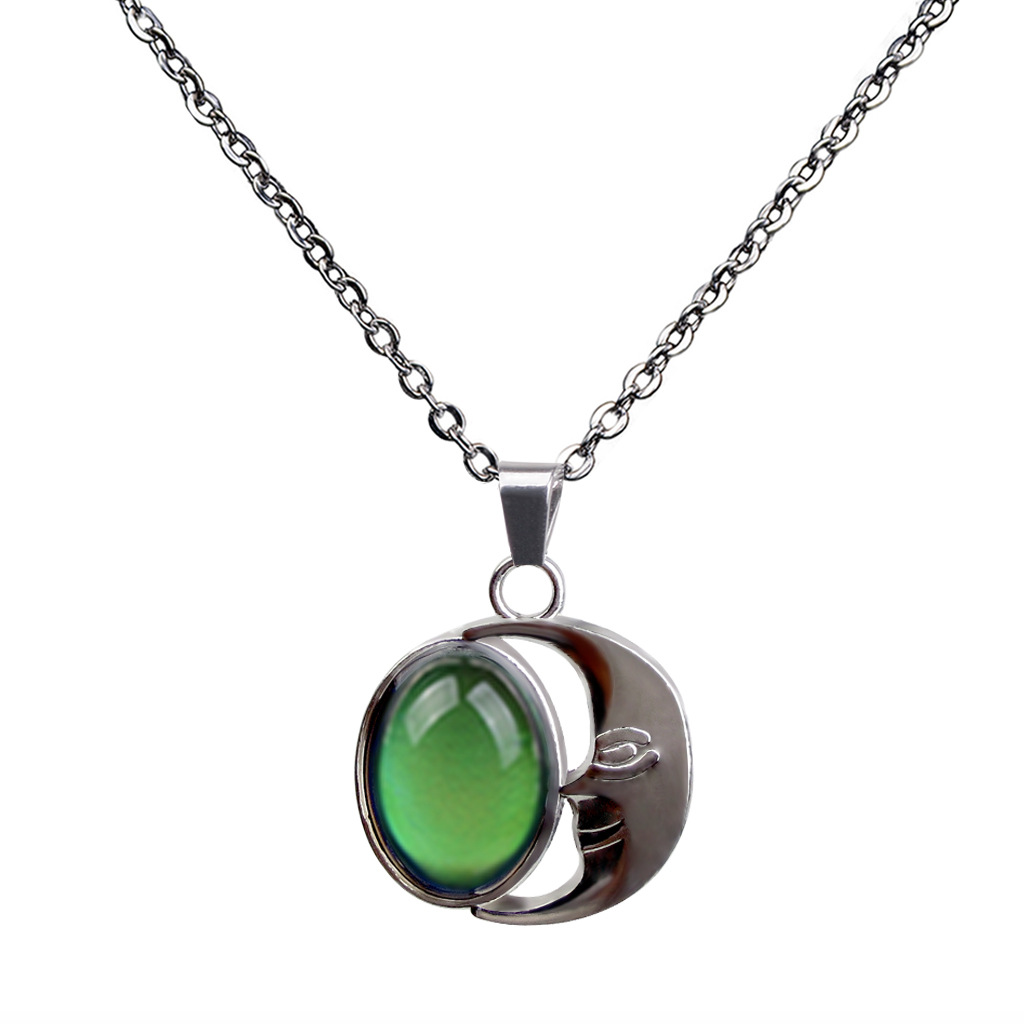 Moon Gemstone Temperature And Mood Color Changing Necklace display picture 7