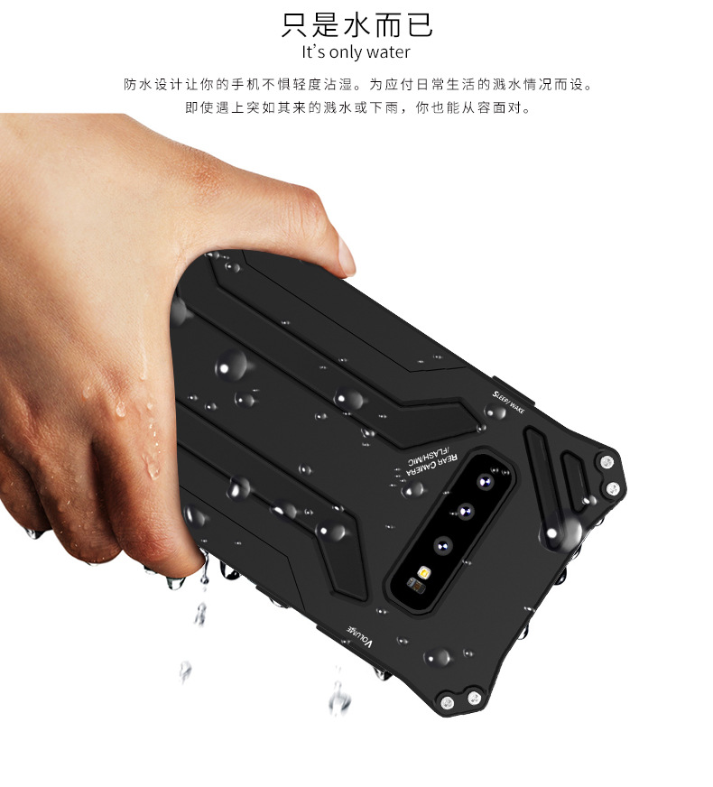 R-Just Gundam Water-resistant Shockproof Dirt-proof Snow-proof Premium Armor Heavy Duty Metal Protective Case Cover for Samsung Galaxy S10 Plus & Samsung Galaxy S10