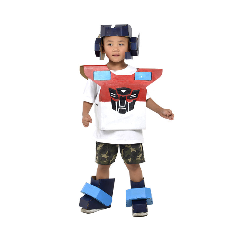 兒童鎧甲可穿戴紙殼箱板手工製作幼兒園diy玩具大機器人塗鴉玩具