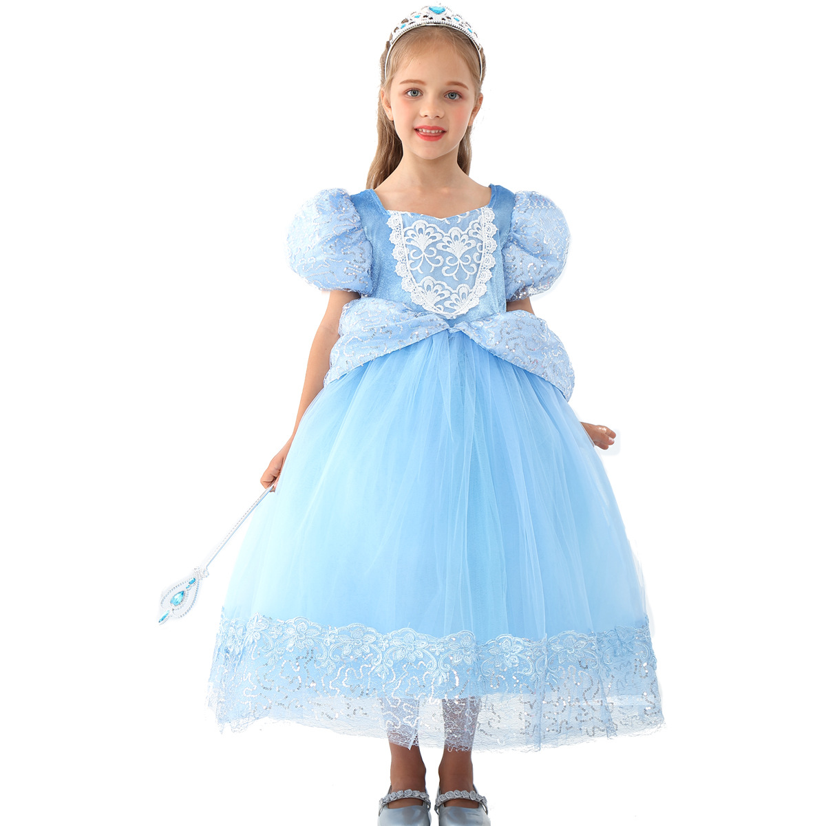 Princess Geometric Solid Color Polyester Girls Dresses display picture 1