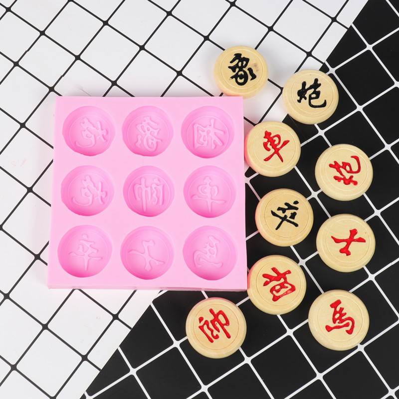 DIY cristal epoxi ajedrez molde chino ajedrez fondant cake molde chocolate hornear pastel herramienta