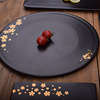 Mattic black ceramic western dining plate tablet plate square square circular hotel cake dessert tray sushi