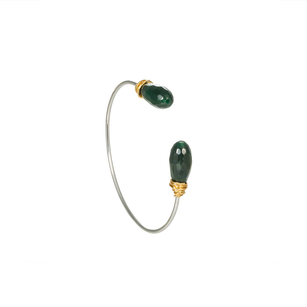 Großhandel Schmuck Mehrfarbiger Ovaler Natürlicher Achatstein Offenes Armband Nihaojewelry display picture 11