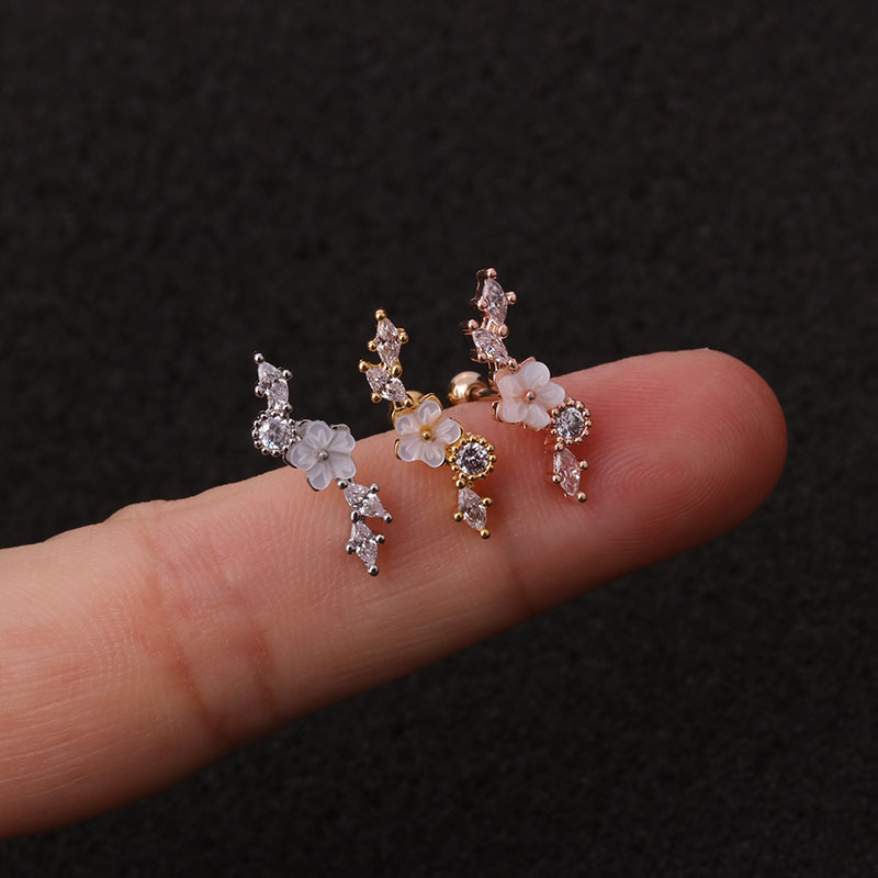 Ear Cartilage Rings & Studs Exaggerated Flower 316 Stainless Steel  Copper display picture 7