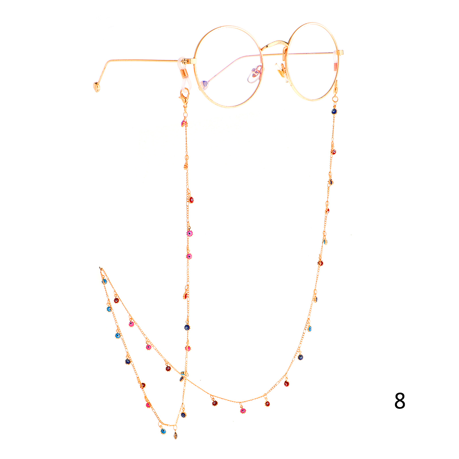 Cross-border Hot Fashion Simple Eye Flower Handmade Chain Glasses Cord Anti-lost Metal Glasses Chain display picture 1