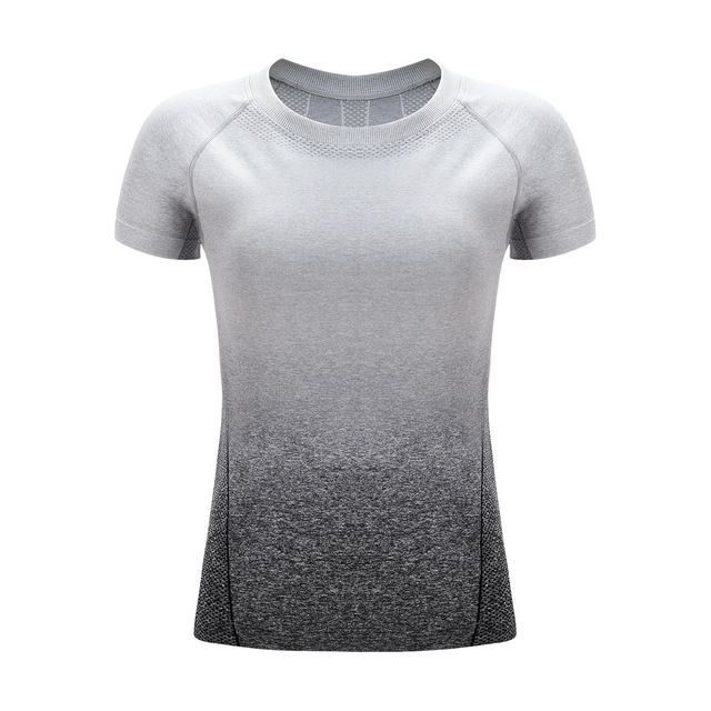 Gradual Colour Sports Top Tight Short Sleeves Slim Outdoor Running Fast Dry T-shirt Fitness Yoga Suit for Women