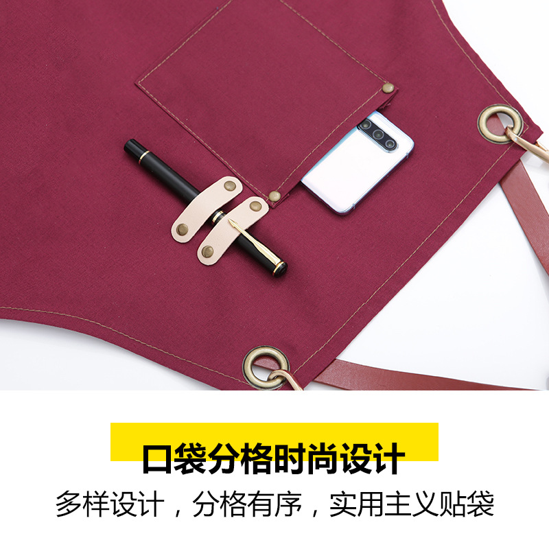 Delantal logotipo personalizado moda Coreana lienzo antifouling Barbero café leche tienda de té Cocina Ropa trabajo en casa para las mujeres