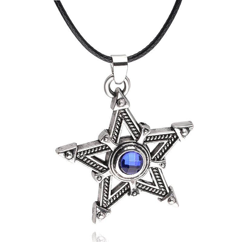 New simple fairy tail black rock shooter pentagram necklace nihaojewelry wholesale