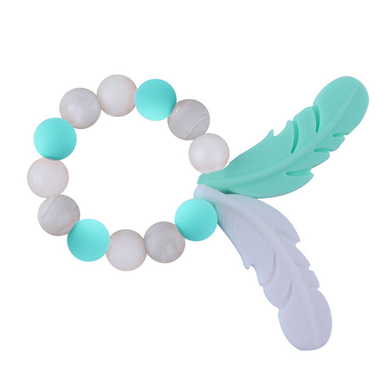 Bebé suministros silicona teether bebé pluma dibujos animados silicona juguete teether chupete Silicona