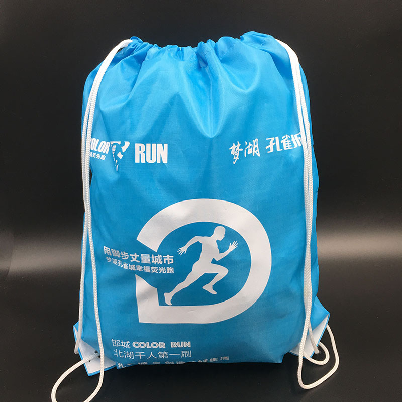 专业厂家定制210D涤纶布束口抽绳背包马拉松赛事包抽绳运动简易袋