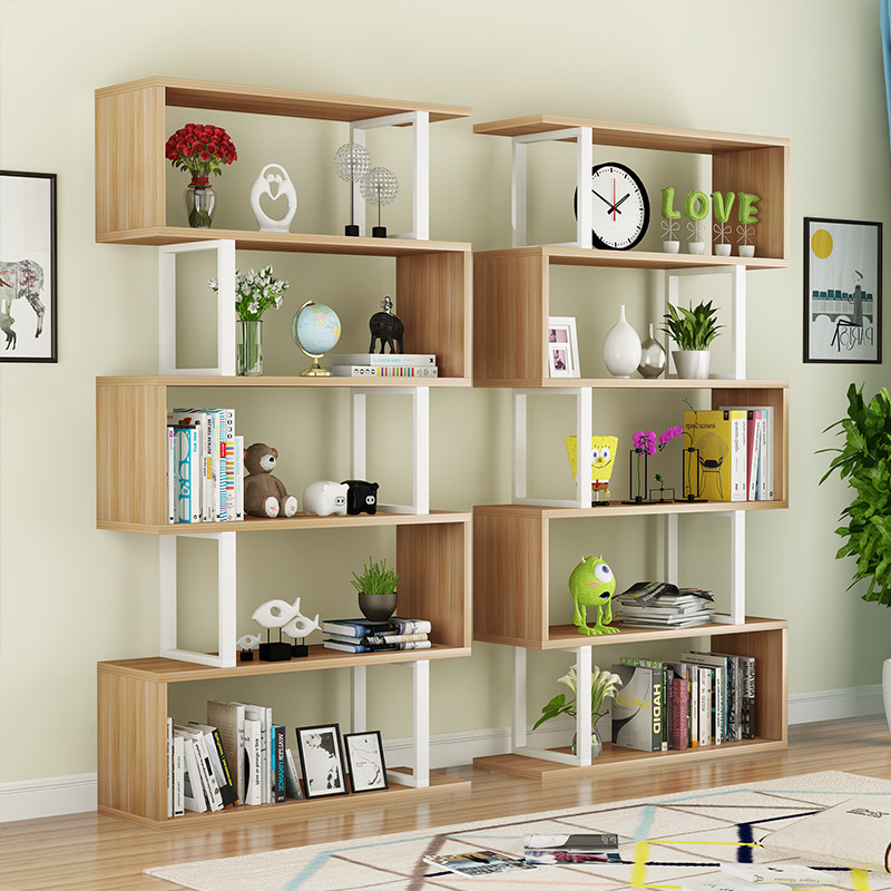 铁艺办公室书架展示架客厅落地实木小书柜组合简约现代柜子置物架