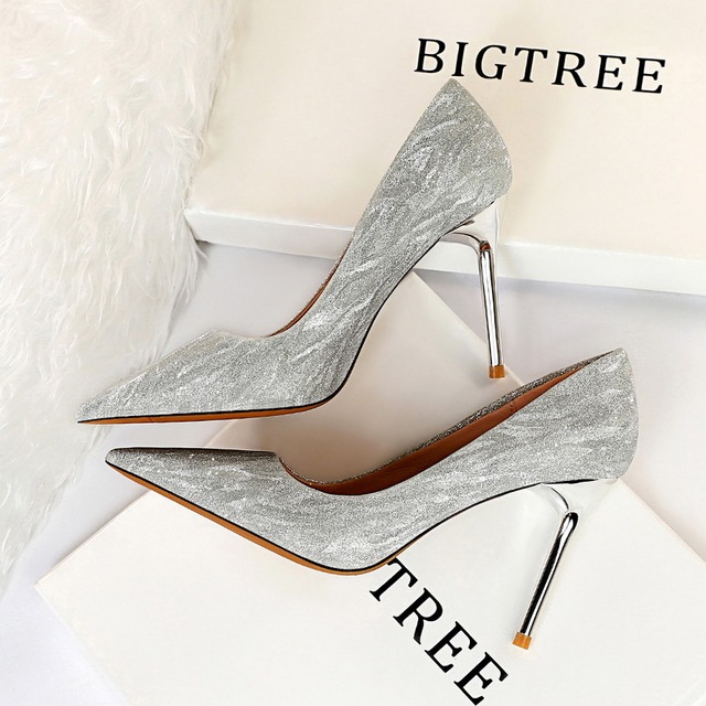 thin nightclub high heel shoes shallow mouth pointed