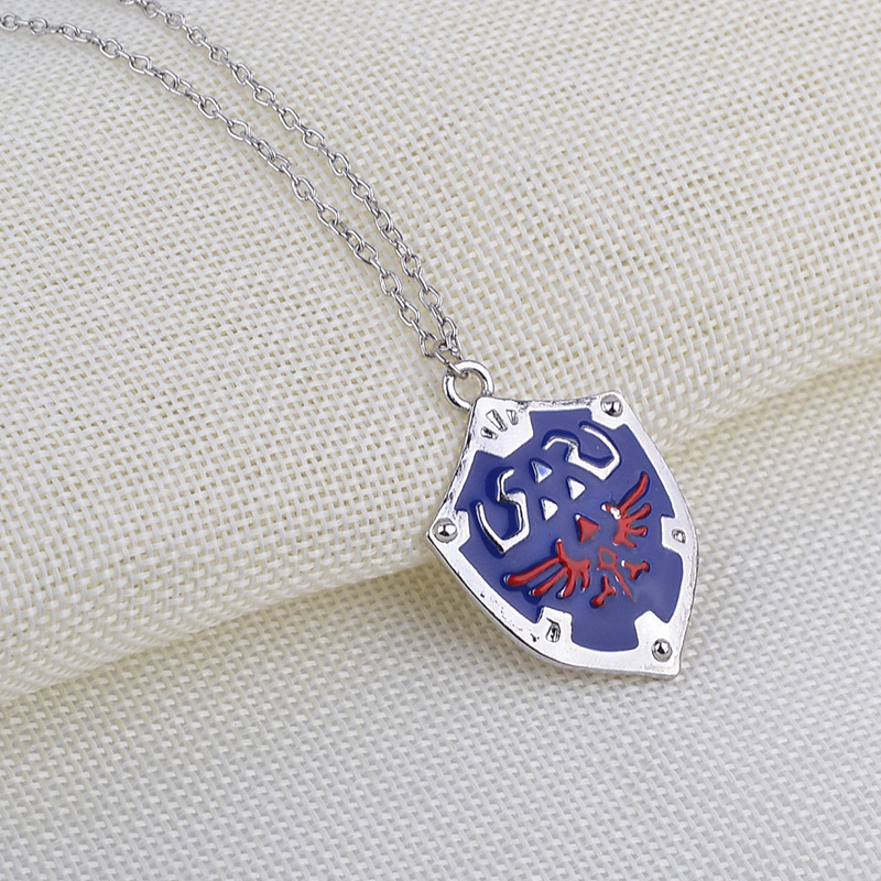 fashion  dripping oil wings shield pendant necklace unisex Zelda logo pendant necklace nihaojewelry 