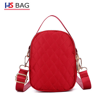 新款时尚菱格小包女式轻便尼龙布包简约百搭多层大容量手提包|ms