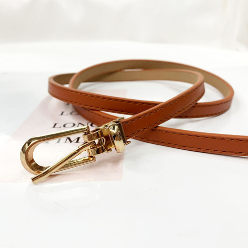 Wenshi Korean version women's thin belt soft leather pin buckle PU small clip buckle belt decoration with dress adjustable belt