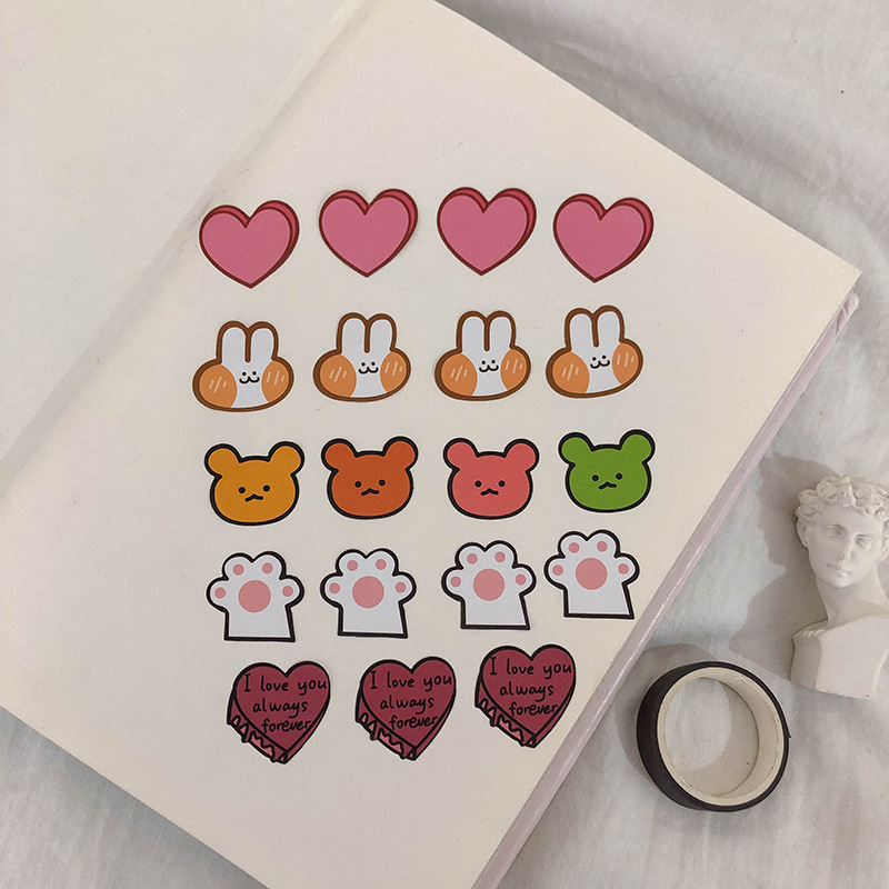 Korean Ins Cute Cat Claw Bear Love Cake Bunny Journal Stickers Diy Sealing Paste Phone Case Decorative Stickers display picture 2