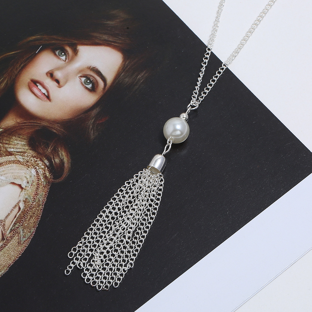 fashion metal geometric Y-shaped pendant long necklace