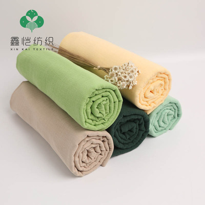 厂家 全棉双层纱布婴儿砂洗皱布纯棉棉布成人家居睡衣双层纱面料|ru